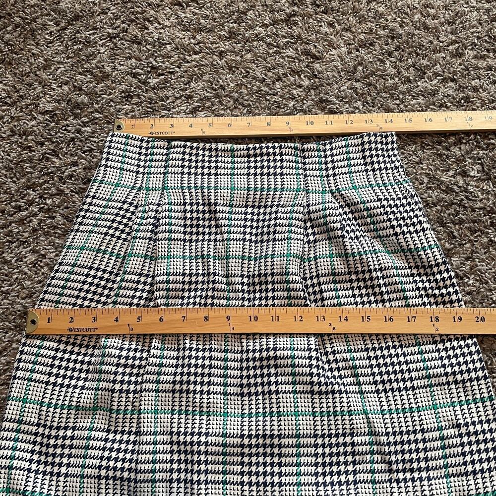 Vintage Midi Skirt Size 12 Black White Green Houndstooth Preppy Academia 80s 90s - Picture 14 of 16